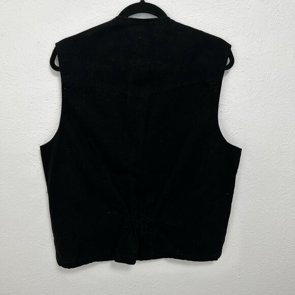 Wyoming Traders Black Denim Western Cotton Vest Mens M Button Up Rodeo Pockets - Picture 6 of 11